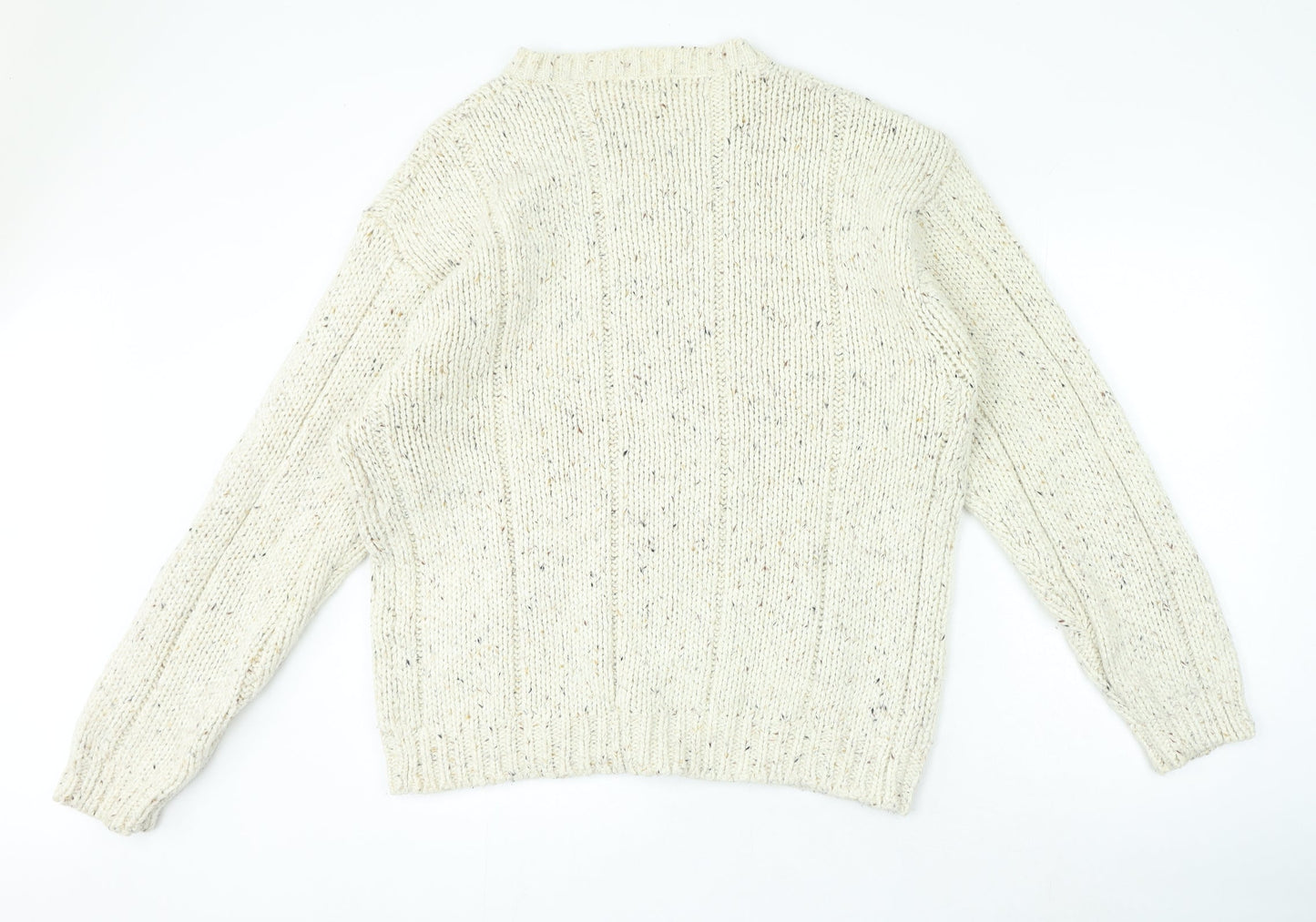 LERROS Womens Beige V-Neck Cotton Pullover Jumper Size XL