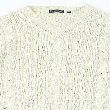 LERROS Womens Beige V-Neck Cotton Pullover Jumper Size XL