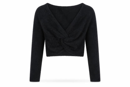 Thredbare Womens Black V-Neck Nylon Pullover Jumper Size 8