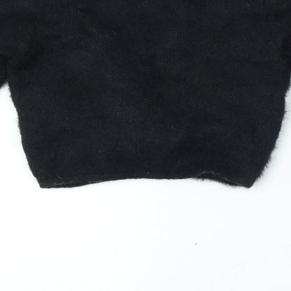 Thredbare Womens Black V-Neck Nylon Pullover Jumper Size 8