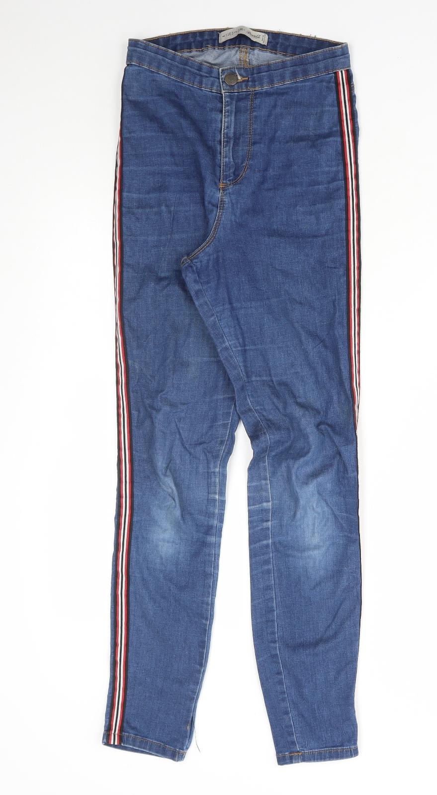 Denim & Co. Girls Blue Cotton Skinny Jeans Size 6 Years L24 in Regular Zip