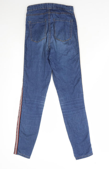 Denim & Co. Girls Blue Cotton Skinny Jeans Size 6 Years L24 in Regular Zip
