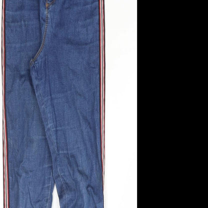 Denim & Co. Girls Blue Cotton Skinny Jeans Size 6 Years L24 in Regular Zip