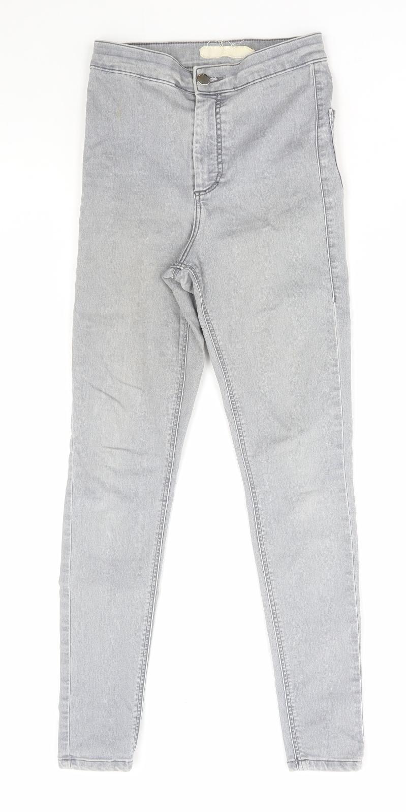 Topshop Womens Grey Cotton Skinny Jeans Size 26 in L30 in Regular Zip