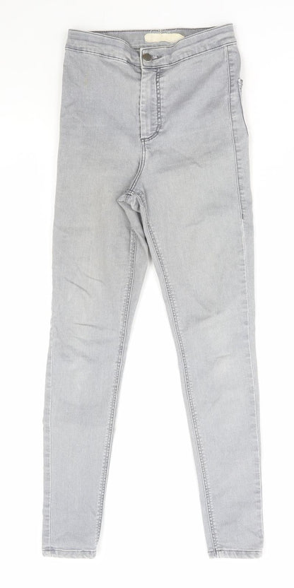 Topshop Womens Grey Cotton Skinny Jeans Size 26 in L30 in Regular Zip