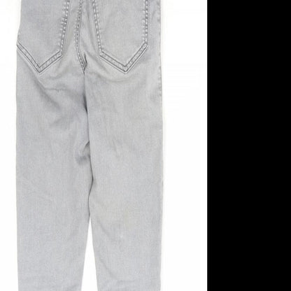 Topshop Womens Grey Cotton Skinny Jeans Size 26 in L30 in Regular Zip