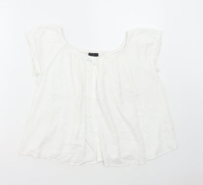 Atmosphere Womens White Viscose Basic Blouse Size 8 Scoop Neck