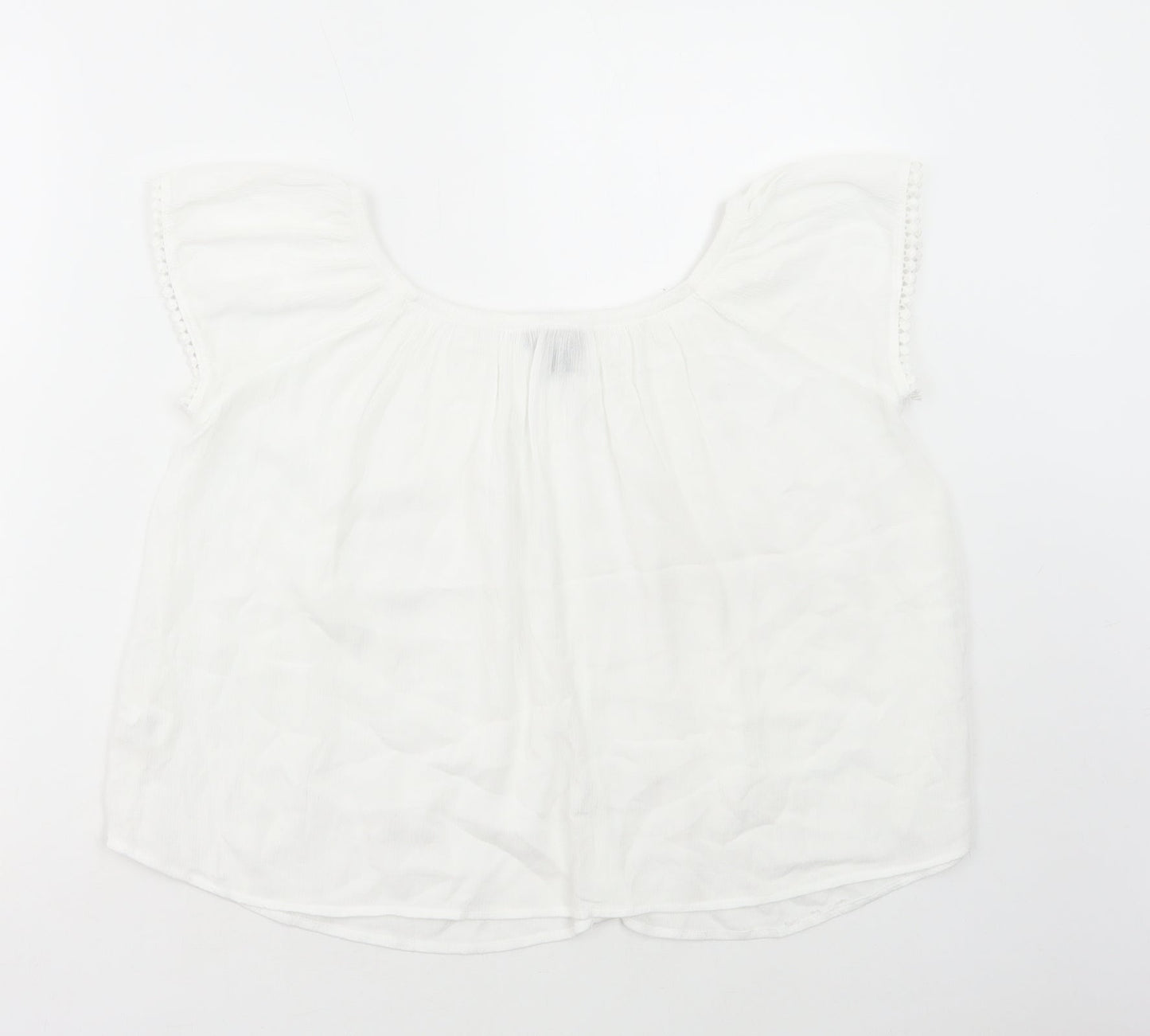 Atmosphere Womens White Viscose Basic Blouse Size 8 Scoop Neck