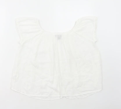 Atmosphere Womens White Viscose Basic Blouse Size 8 Scoop Neck