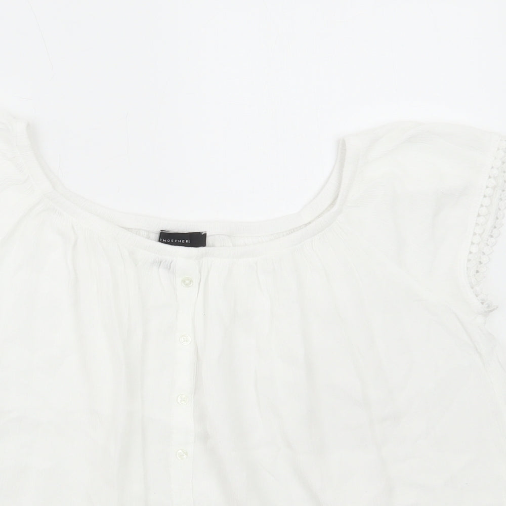 Atmosphere Womens White Viscose Basic Blouse Size 8 Scoop Neck