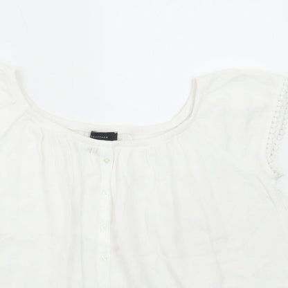 Atmosphere Womens White Viscose Basic Blouse Size 8 Scoop Neck