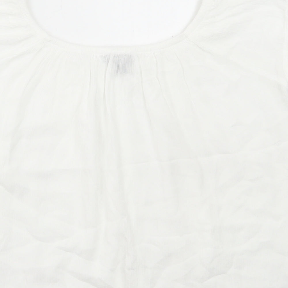 Atmosphere Womens White Viscose Basic Blouse Size 8 Scoop Neck