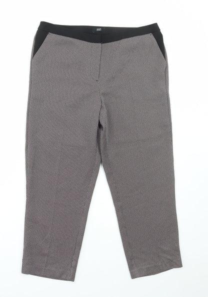 F&F Womens Multicoloured Geometric Polyester Trousers Size 12 L23 in Regular Hook & Eye