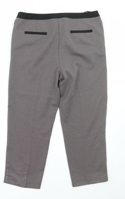 F&F Womens Multicoloured Geometric Polyester Trousers Size 12 L23 in Regular Hook & Eye