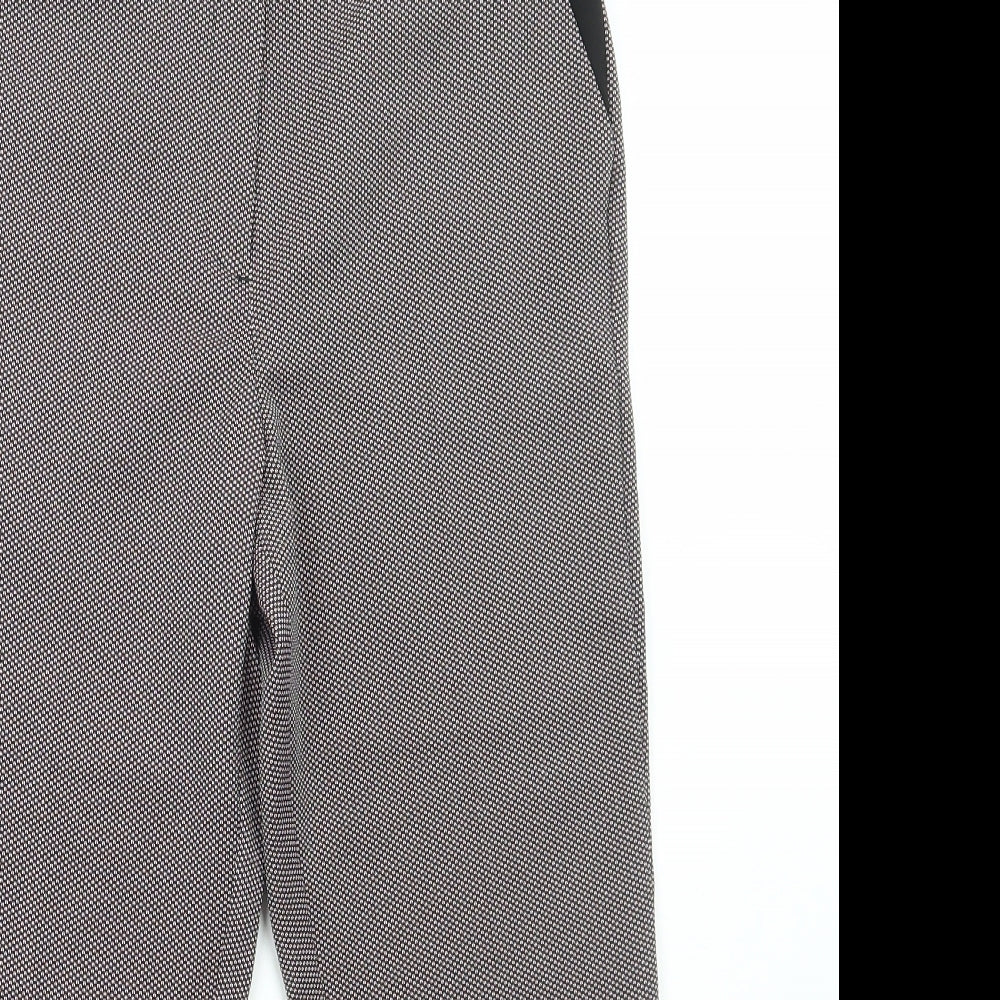 F&F Womens Multicoloured Geometric Polyester Trousers Size 12 L23 in Regular Hook & Eye