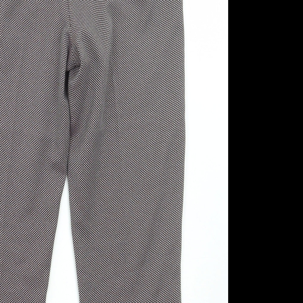 F&F Womens Multicoloured Geometric Polyester Trousers Size 12 L23 in Regular Hook & Eye