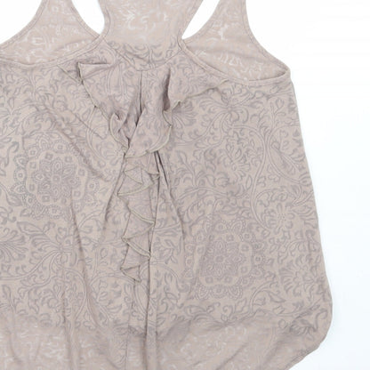 Primark Womens Beige Geometric Cotton Basic Tank Size 8 Scoop Neck