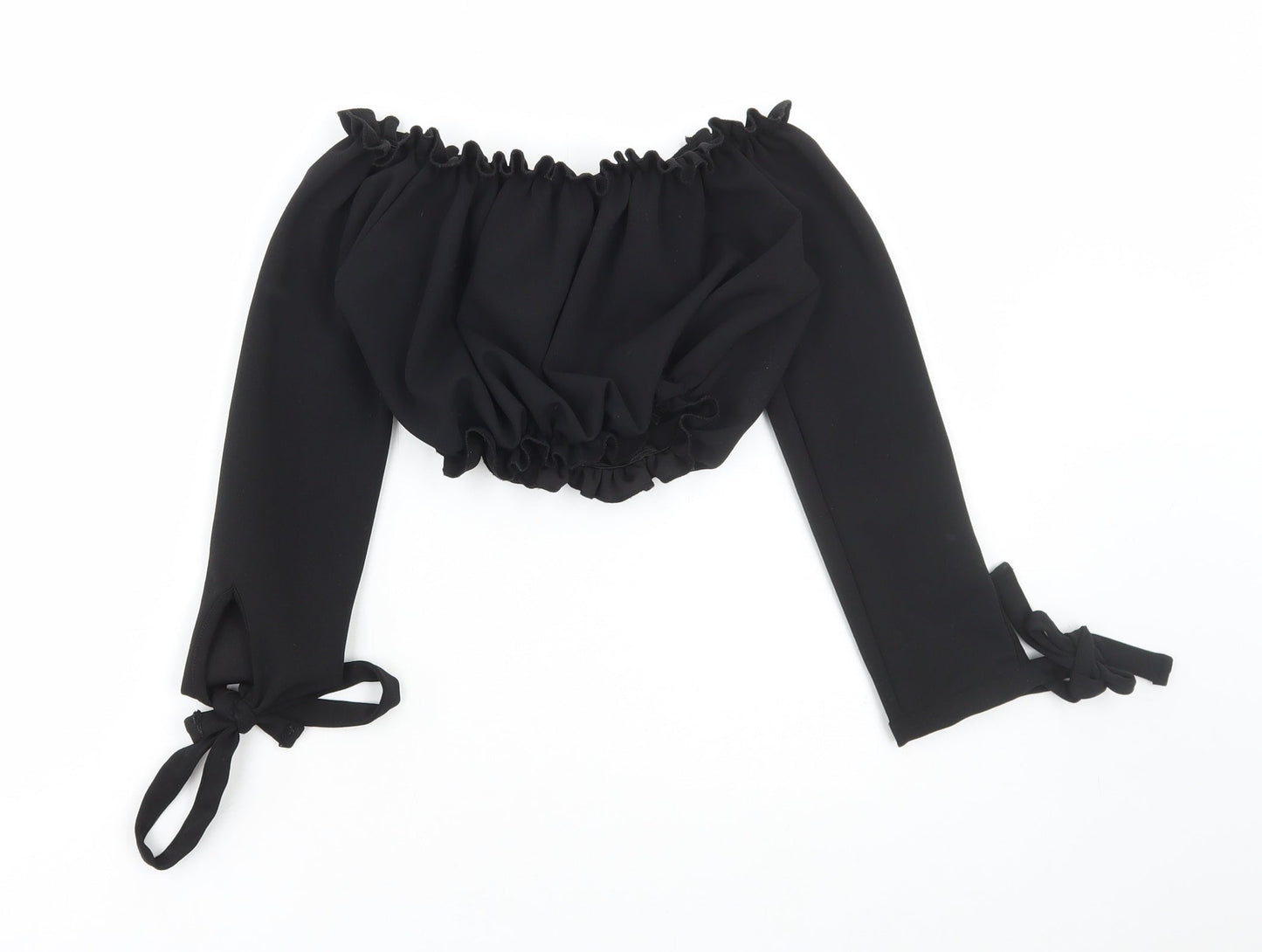 Womens UK Size 6 New Look Black Cropped Blouse