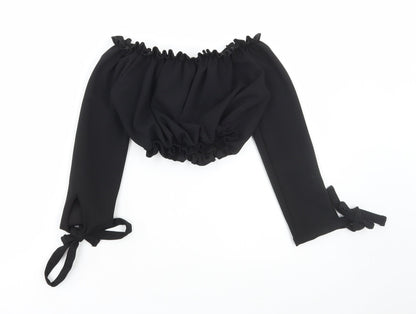 Womens UK Size 6 New Look Black Cropped Blouse