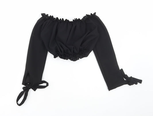 Womens UK Size 6 New Look Black Cropped Blouse