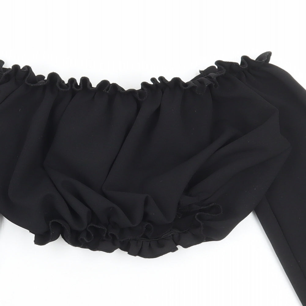Womens UK Size 6 New Look Black Cropped Blouse