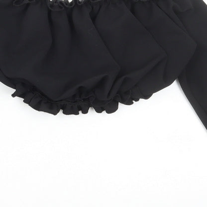 Womens UK Size 6 New Look Black Cropped Blouse