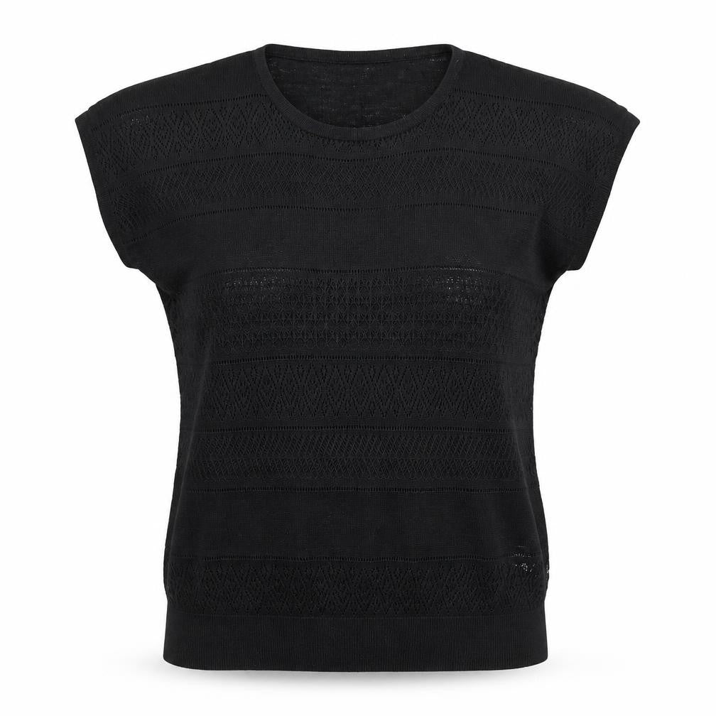Womens UK Size 10 Warehouse Black Basic T-Shirt