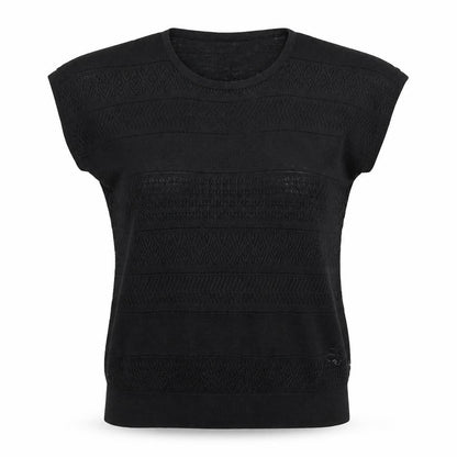Womens UK Size 10 Warehouse Black Basic T-Shirt