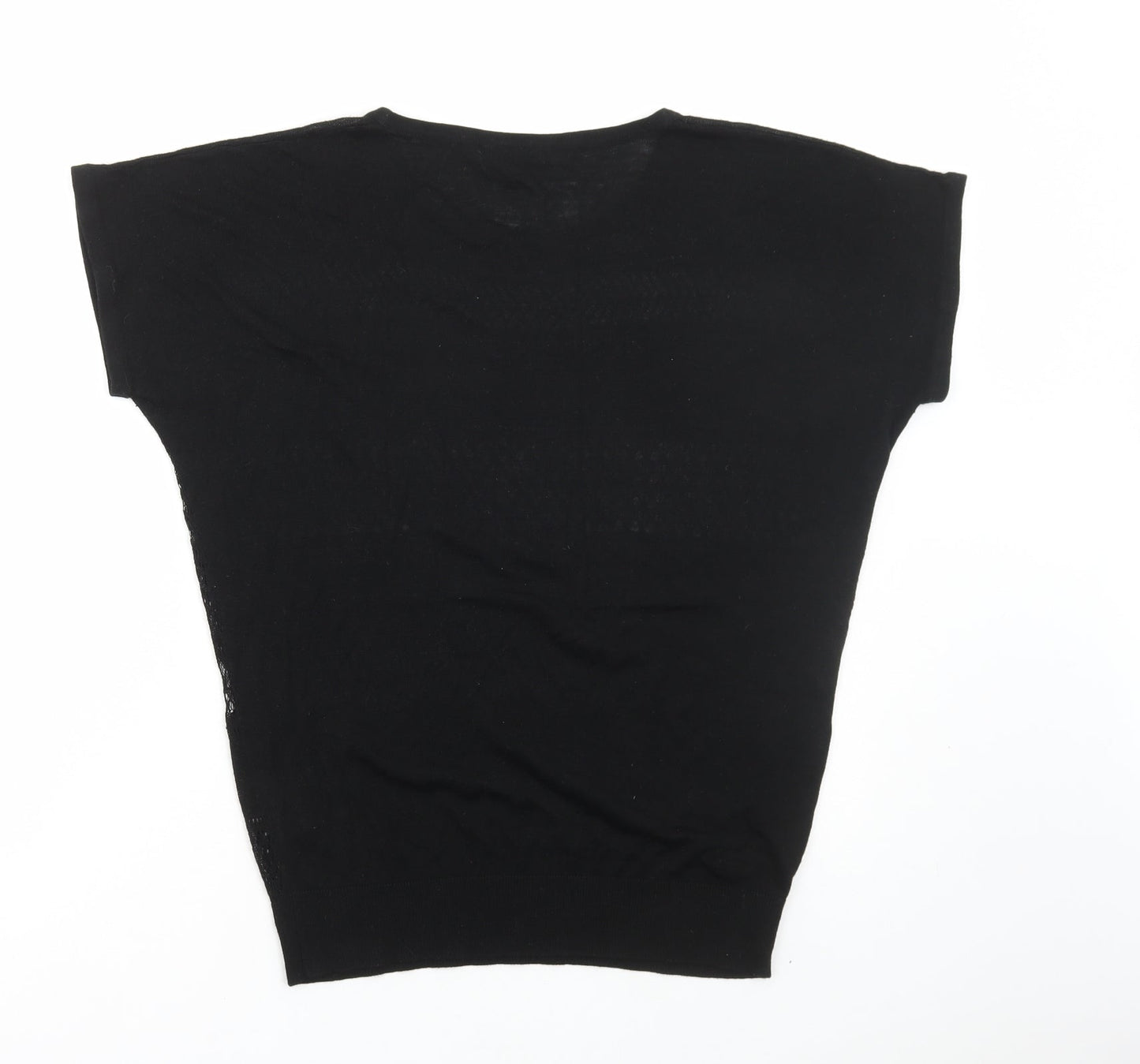 Womens UK Size 10 Warehouse Black Basic T-Shirt