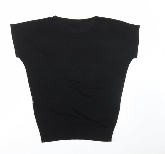 Womens UK Size 10 Warehouse Black Basic T-Shirt