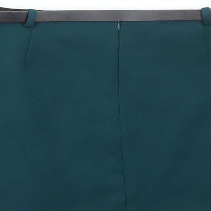 Preworn Womens Green Polyester Mini Skirt Size 34 in Zip