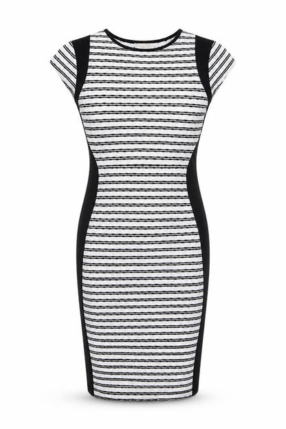 Cameo Rose Womens Black Striped Polyester Bodycon Size 10 Round Neck Pullover