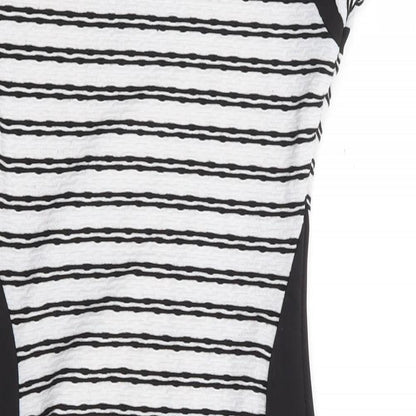 Cameo Rose Womens Black Striped Polyester Bodycon Size 10 Round Neck Pullover