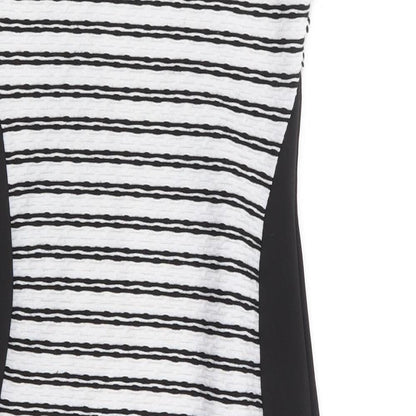 Cameo Rose Womens Black Striped Polyester Bodycon Size 10 Round Neck Pullover