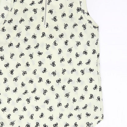 Glamorous Womens Ivory Geometric Polyester Basic Tank Size 8 Scoop Neck - Bow Print