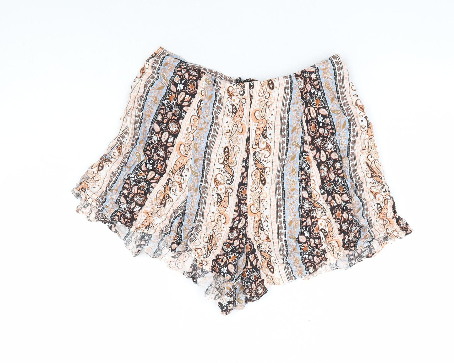 Miss Selfridge Womens Multicoloured Paisley Viscose Hot Pants Shorts Size 8 L5 in Regular Zip