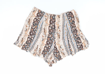 Miss Selfridge Womens Multicoloured Paisley Viscose Hot Pants Shorts Size 8 L5 in Regular Zip