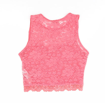 Womens UK Size 8 New Look Pink Cropped Tank