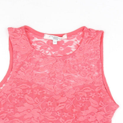 Womens UK Size 8 New Look Pink Cropped Tank