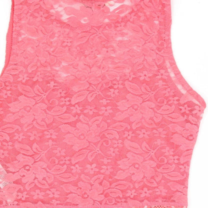 Womens UK Size 8 New Look Pink Cropped Tank