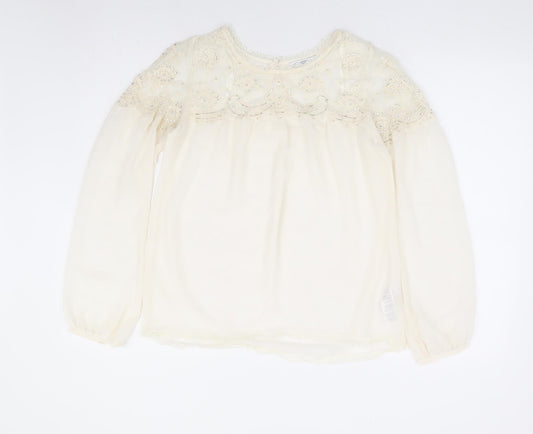 Womens UK Size 8 New Look Ivory Basic Blouse