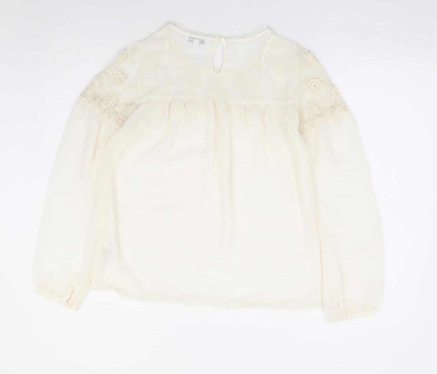 Womens UK Size 8 New Look Ivory Basic Blouse