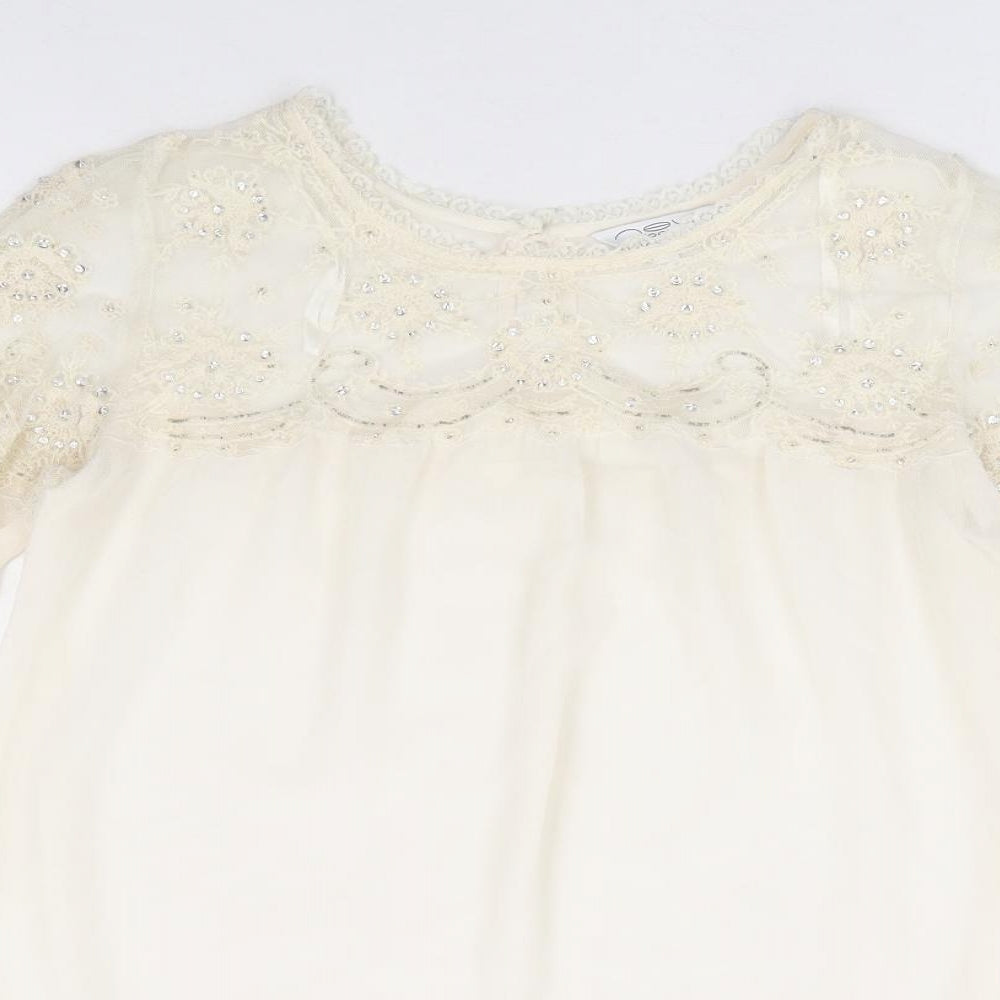 Womens UK Size 8 New Look Ivory Basic Blouse