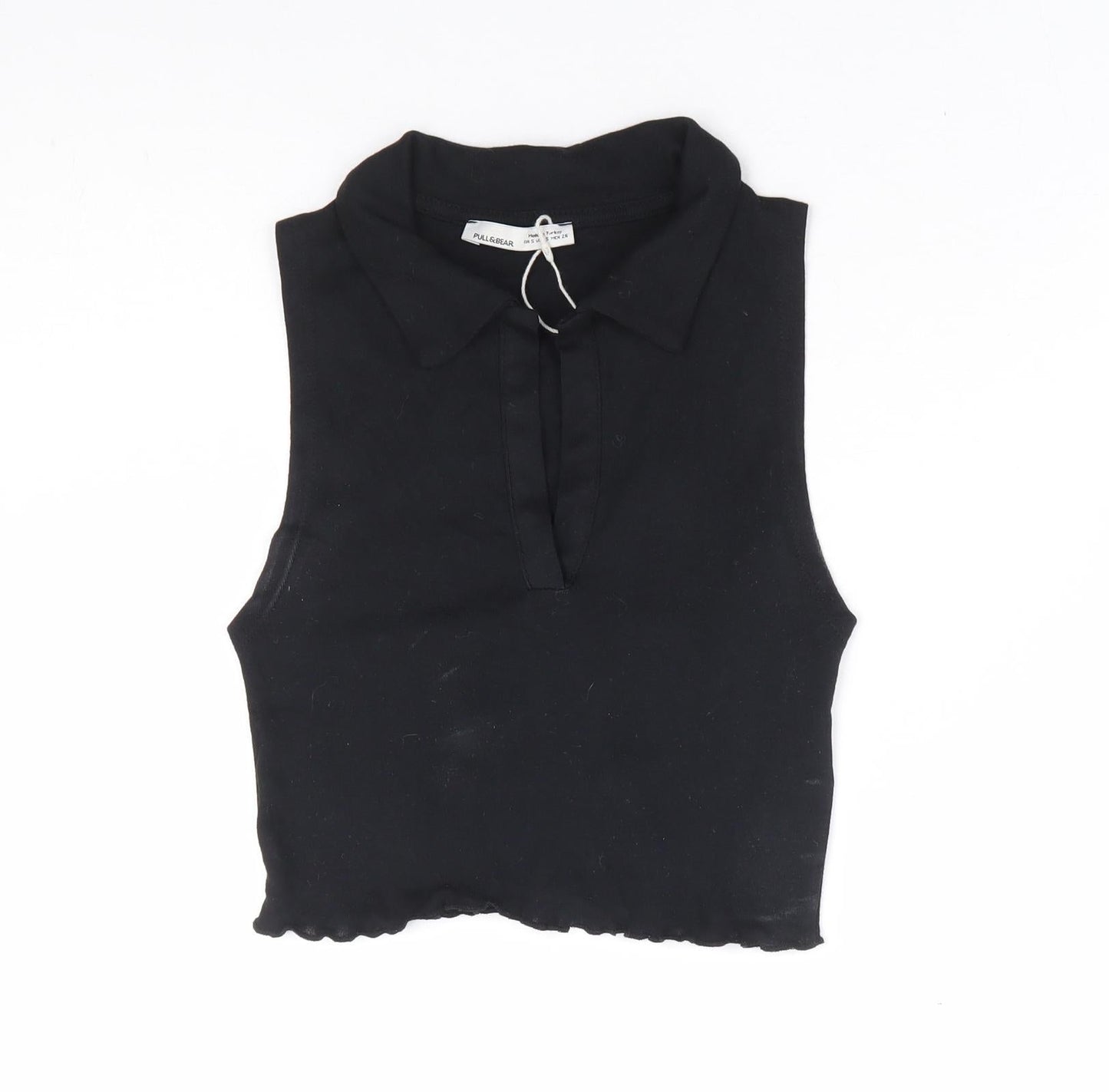 Womens UK Size S Pull & Bear Black Cropped Tank