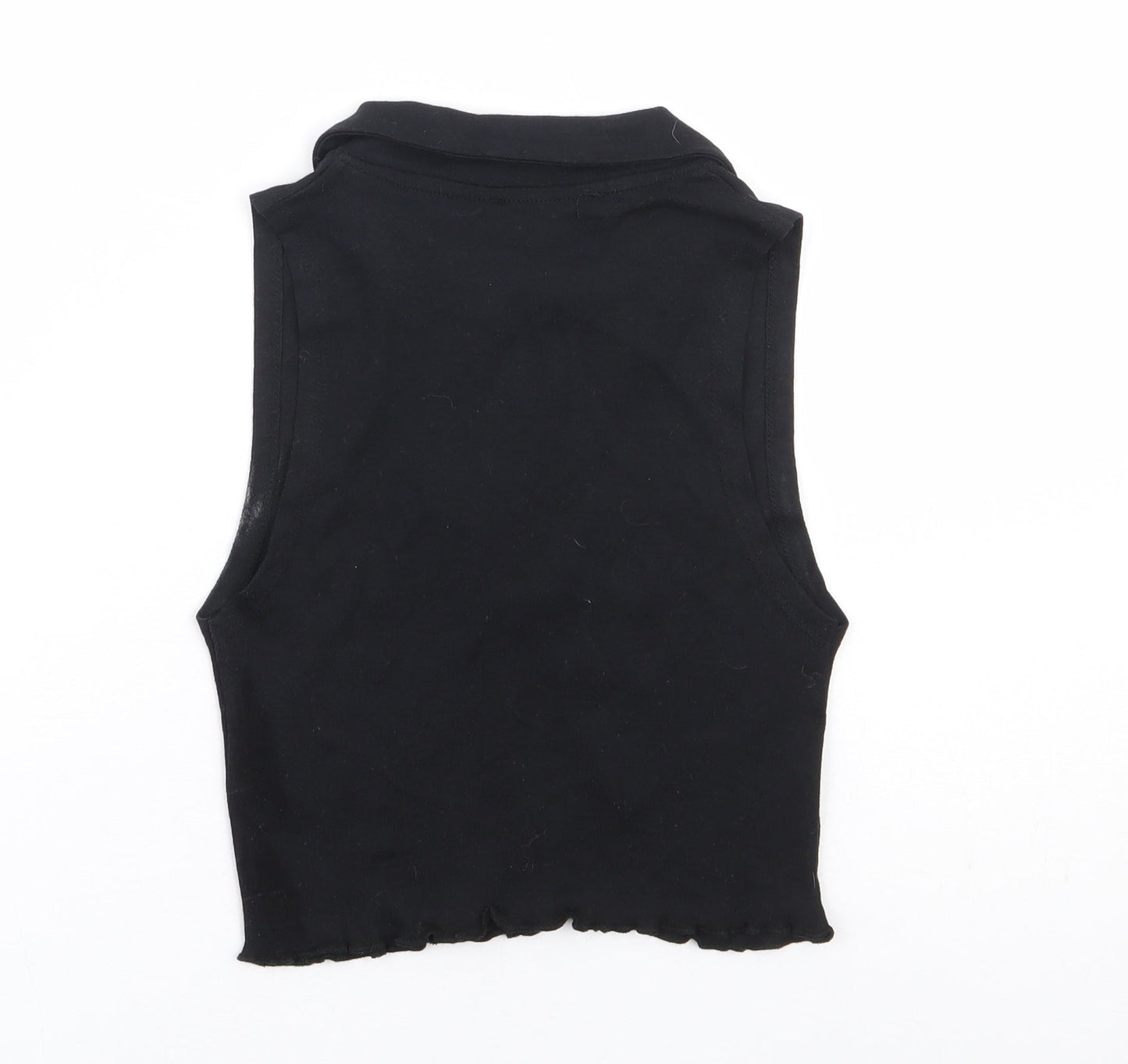 Womens UK Size S Pull & Bear Black Cropped Tank