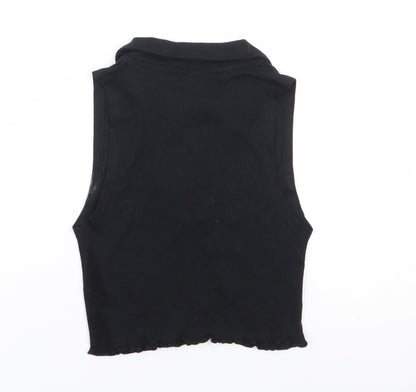 Womens UK Size S Pull & Bear Black Cropped Tank