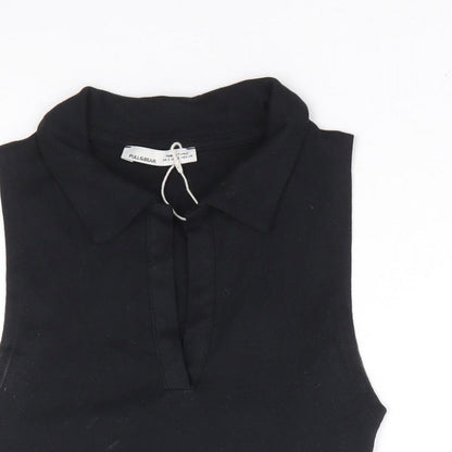 Womens UK Size S Pull & Bear Black Cropped Tank