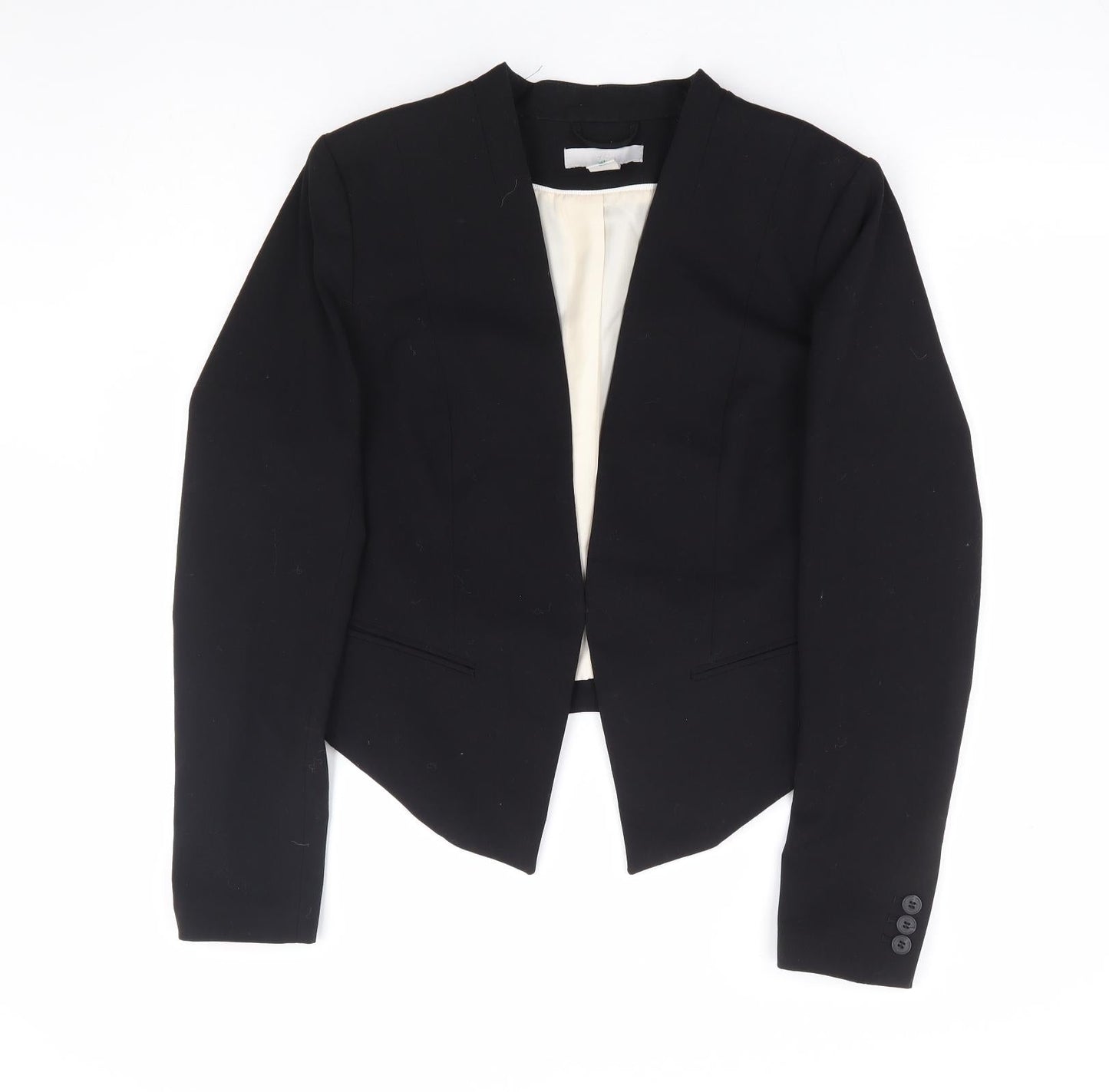 H&M Womens Black Polyester Jacket Suit Jacket Size 12