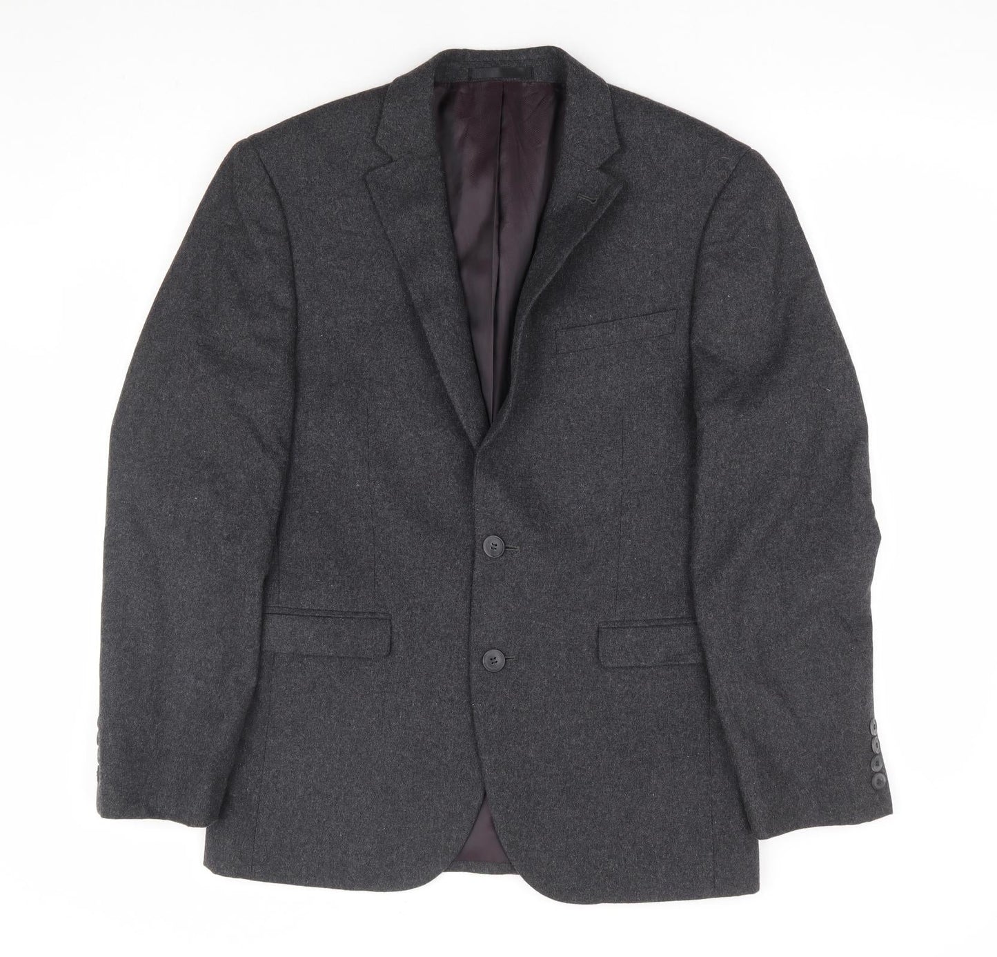 B&W Mens Grey Wool Jacket Suit Jacket Size 38