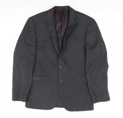 B&W Mens Grey Wool Jacket Suit Jacket Size 38